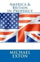 Book cover for America and Britain in Prophecy by Michael Exton, showing combined American and British flags